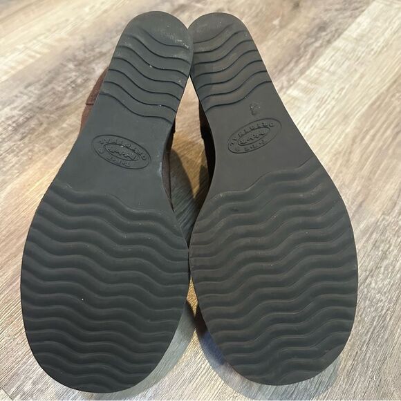 DR. SCHOLLS Bootie Women 7.5 Apex Wedge Ankle Lace Up Brown Leather Suede - Picture 7 of 9